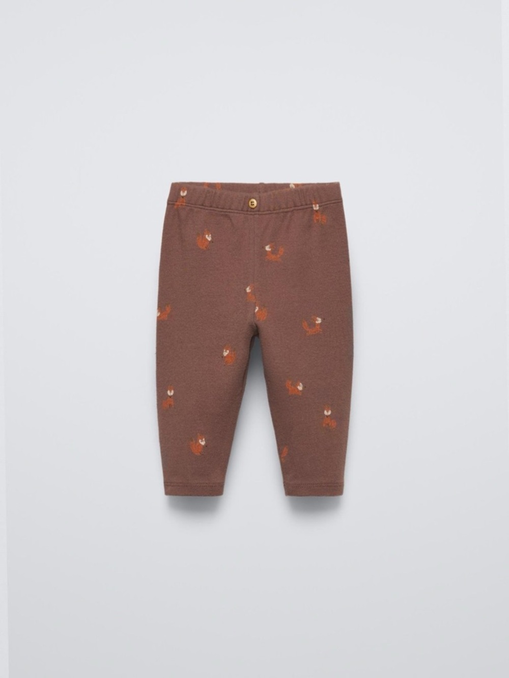 ZARA Brown Leggings with Fox Print